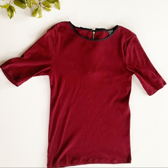 Ann Taylor Bow Back Top Burgundy medium - Picture 4 of 4